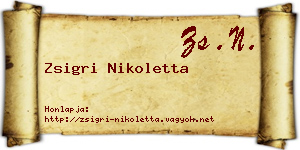 Zsigri Nikoletta névjegykártya